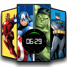 Superhero Digital Clock  Wallpapers