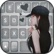 Cool Cap Girl Keyboard Background