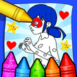 Programikonen: LadyBug coloring the hero…