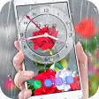 Rose Analog Clock 3D: Rain Drop Live Wallpaper HD