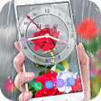 Rose Analog Clock 3D: Rain Drop Live Wallpaper HD