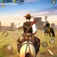 Cowboy horse riding  racing