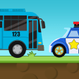Little Bus and Police Car Hill