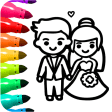 Glitter Wedding Coloring Book - Drawing Pages
