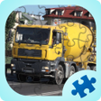 Concrete mixer truck puzzles icon