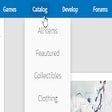 Roblox Catalog and Develop dropdown menu