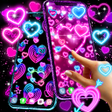 Иконка программы: Neon hearts live wallpape…