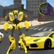 Golden Robot Car Transformer - Futuristic Supercar