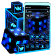 Blue Neon 3D Cube Theme