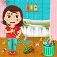 Baby Girl Cleaning House