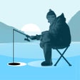 Ice fishing game.Catching carp icon