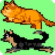 プログラムのアイコン：犬と猫がステータスバーに常駐して走る Cat an…