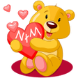 Sticky teddy bear love heart icon