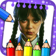 Biểu tượng của chương trình: Wednesday Addams Coloring…