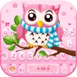 Pink Cute Owl Keyboard Theme