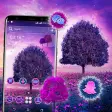 Purple Tree Flowers Theme