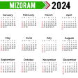 Mizoram Calendar 2021