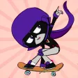 Raven and teen skateboard tita