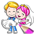 Glitter Bride and Groom Coloring Pages For Kids