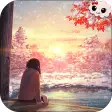 Anime Girl Winter Sunset Live Wallpaper