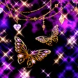 Glitter Butterfly 蝶とレオパードの壁紙