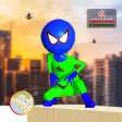 Flying superhero stickman rope