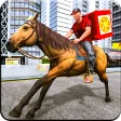 Mounted Horse Pizza Delivery