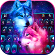 Neon Wolf Galaxy Keyboard Theme