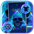 Blue Neon Skull Theme