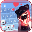 Anime Girl Mask Keyboard Background