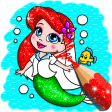 Glitter mermaid coloring pages for kids