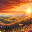 Icona del programma: Sunset Over Flower Field …