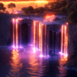 ไอคอนของโปรแกรม: Neon Waterfall Live Wallp…