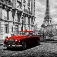Retro Car in Paris Wallpaper