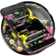 SMS Messages Glass Black Flower Theme