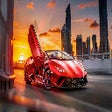 Icoon van programma: Red Lamborghini with City…