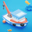 Fish idle: hooked tycoon. Fishing boat hooking