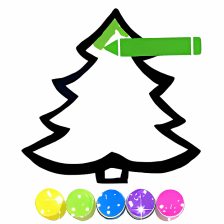 Glitter Christmas Tree coloring for kids