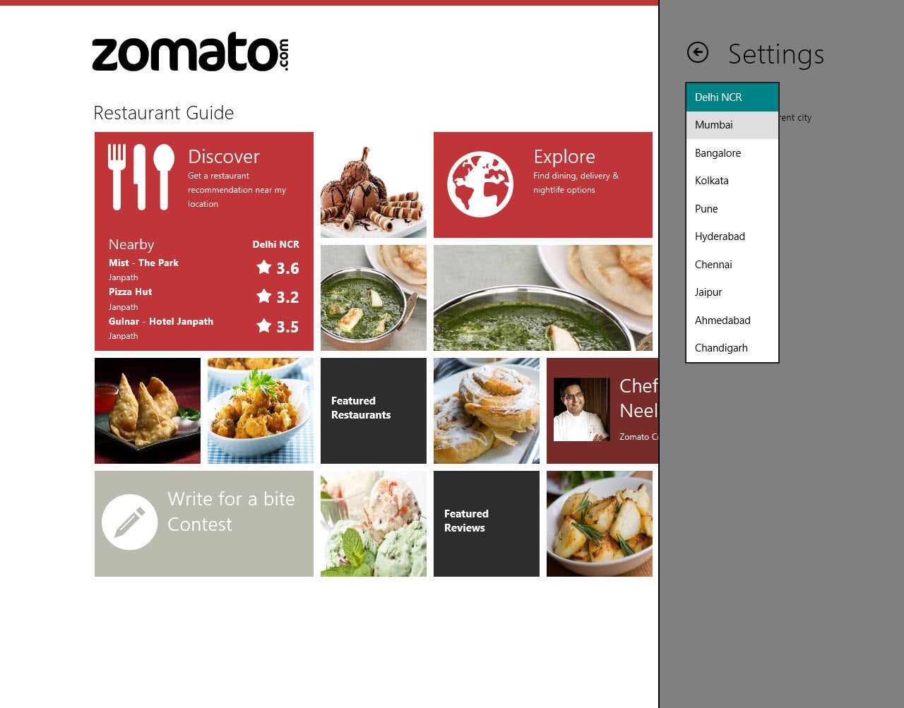Zomato for Windows 10