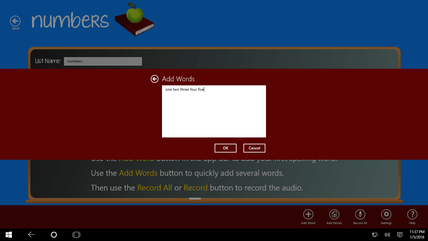 Words Windows 7