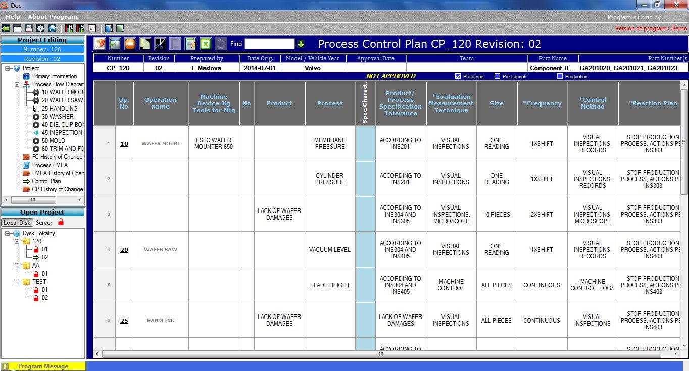 excel chart flow on Qdoc FMEA Software Download Plan,  Control Flow Chart,