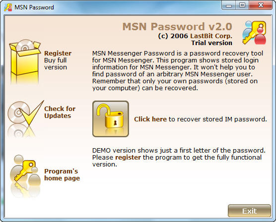 MSN Messenger Password
