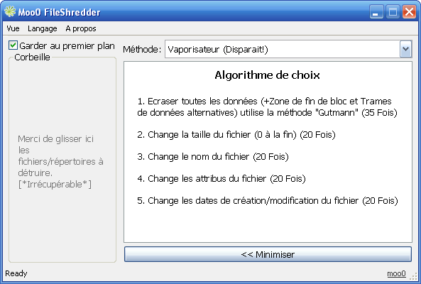 Broyeur De Fichiers Gratuit Windows 10 Moo0 FileShredder - Télécharger