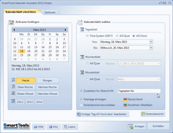 SmartTools Kalender-Assistent 2014 für Word