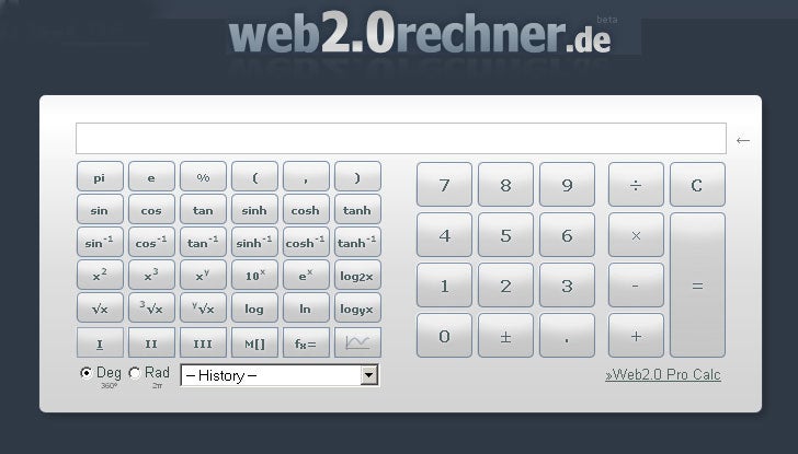 Web 2.0 Taschenrechner Online