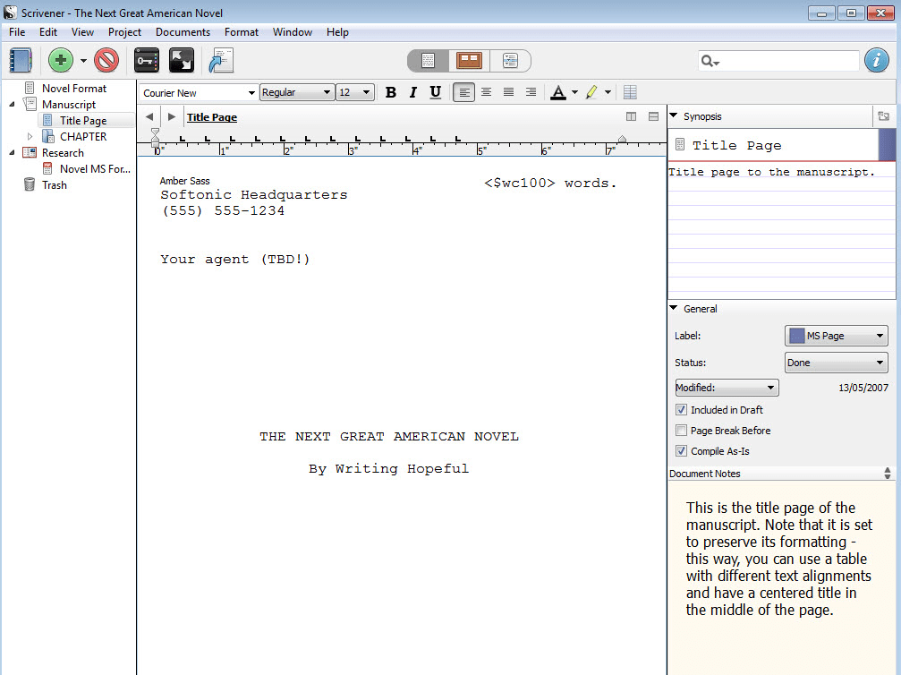scrivener windows template for groups and organizations