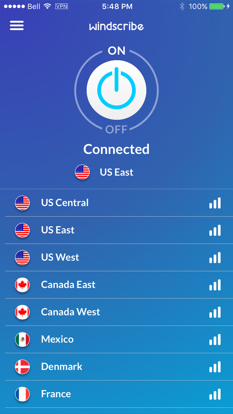 Windscribe VPN on iPhone