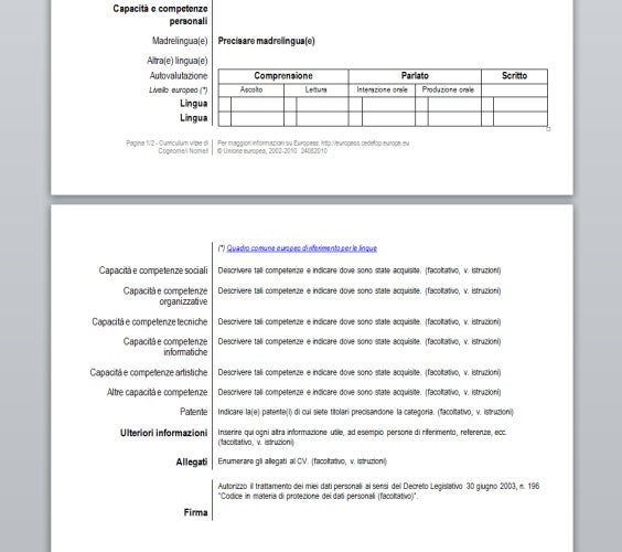 Curriculum Vitae Formato Word