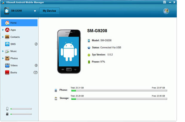 vibosoft android mobile manager windows 8 7 xp screenshot