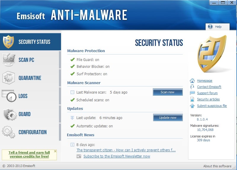 Pour Windows Gratuit Fraiche Version TC Emsisoft Anti-Malware Via RARBG Emsisoft-anti-malware-screenshot
